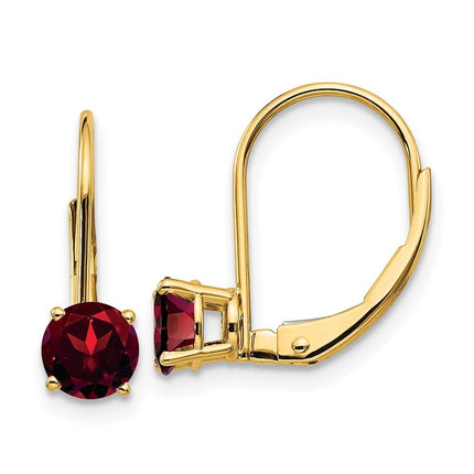 14k 5mm Garnet Leverback Earrings ,
