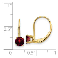 14k 5mm Garnet Leverback Earrings ,