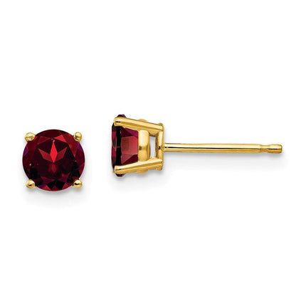 14k 5mm Garnet Post Earrings ,