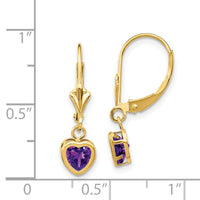 14k 5mm Heart Amethyst Earrings ,