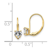 14k 5mm Heart Cubic Zirconia Leverback Earrings ,