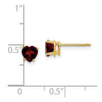 14k 5mm Heart Garnet Earrings ,