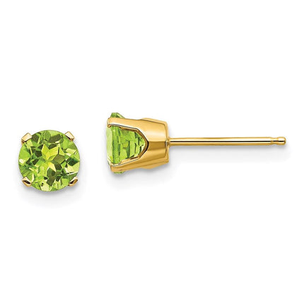 14k 5mm Peridot Earrings - August ,
