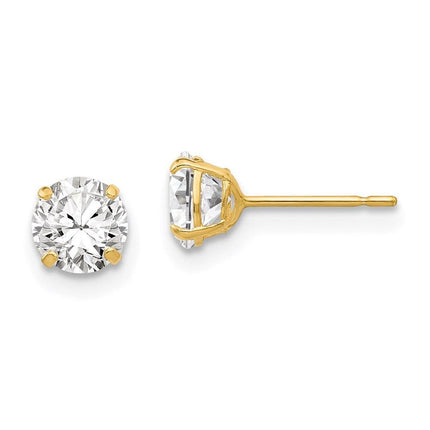 14k 5mm Round CZ Post Earrings ,