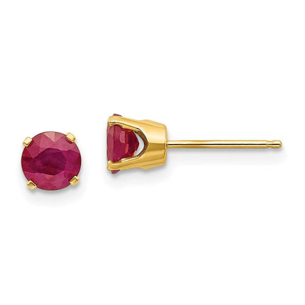 14k 5mm Ruby Earrings - July ,