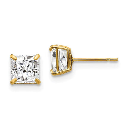 14k 5mm Square CZ Post Earrings ,