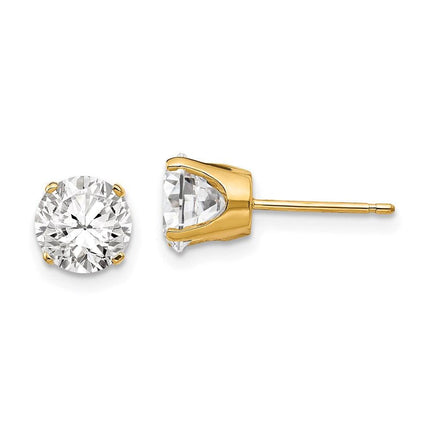 14k 6.5mm CZ stud earrings ,