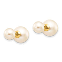 14k 6-7mm & 9-10mm Round Freshwater Cultured Pearl Screw On Post Earrings ,