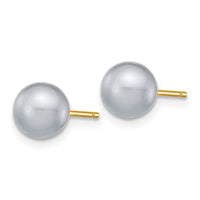 14k 6-7mm Grey Round Freshwater Cultured Pearl Stud Post Earrings ,