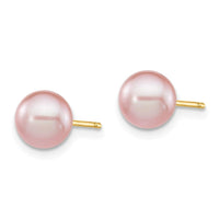 14k 6-7mm Purple Round Freshwater Cultured Pearl Stud Post Earrings ,
