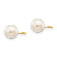 14k 6-7mm Round White Saltwater Akoya Cultured Pearl Stud Post Earrings ,