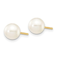 14k 6-7mm White Round Freshwater Cultured Pearl Stud Post Earrings ,