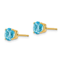14k 6mm Blue Topaz Earrings ,