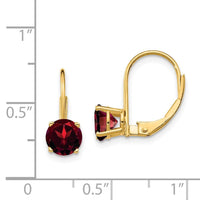 14k 6mm Garnet Leverback Earrings ,
