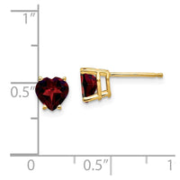 14k 6mm Heart Garnet Earrings ,