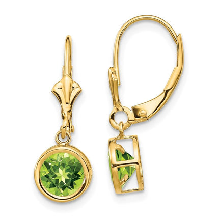 14k 6mm Peridot Leverback Earrings ,
