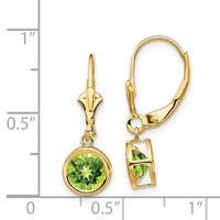 14k 6mm Peridot Leverback Earrings ,