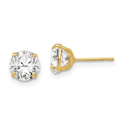 14k 6mm Round CZ Post Earrings ,