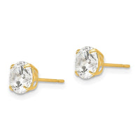 14k 6mm Round CZ Post Earrings ,