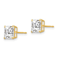 14k 6mm Square CZ Post Earrings ,