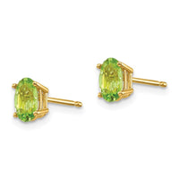 14k 6x4 Oval August/Peridot Post Earrings ,