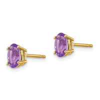 14k 6x4 Oval February/Amethyst Post Earrings ,
