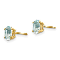 14k 6x4 Oval March/Aquamarine Post Earrings ,