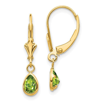 14k 6x4mm August/Peridot Earrings ,