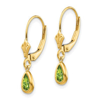 14k 6x4mm August/Peridot Earrings ,