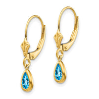 14k 6x4mm December/Blue Topaz Earrings ,
