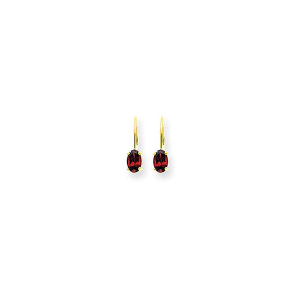 14k 6x4mm Oval Garnet Leverback Earrings ,