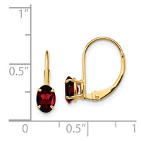 14k 6x4mm Oval Garnet Leverback Earrings ,