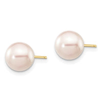14k 7-8mm Round White Saltwater Akoya Cultured Pearl Stud Post Earrings ,
