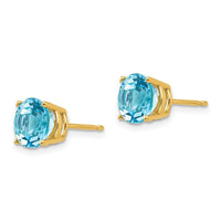 14k 7mm Blue Topaz Earrings ,