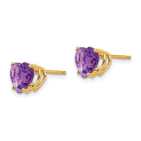 14k 7mm Heart Amethyst Earrings ,