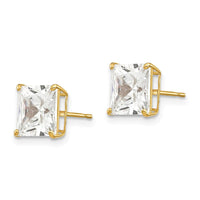 14k 7mm Square CZ Post Earrings ,