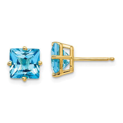 14k 7mm Square Earring Mountings No Stones Included No Backs ,