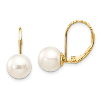 14k 8-8.5mm Pearl Leverback Earring Mounting ,