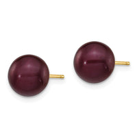 14k 8-9mm Coffee Round Freshwater Cultured Pearl Stud Post Earrings ,