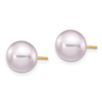 14k 8-9mm Purple Round Freshwater Cultured Pearl Stud Post Earrings ,