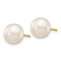 14k 8-9mm White Round Freshwater Cultured Pearl Stud Post Earrings ,