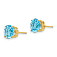 14k 8mm Blue Topaz Post Earrings ,