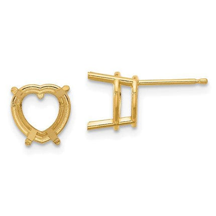 14k 8mm Heart Earring Mountings No Stones Included No Backs ,