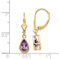 14k 8x5mm Amethyst Dangle Earrings ,