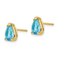 14k 8x5mm Pear Blue Topaz Earrings ,