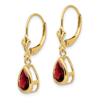 14k 8x5mm Pear Garnet Leverback Earrings ,