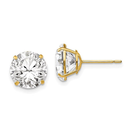 14k 9mm Round CZ Post Earrings ,