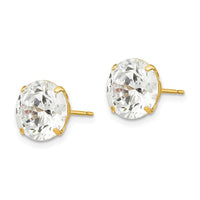 14k 9mm Round CZ Post Earrings ,