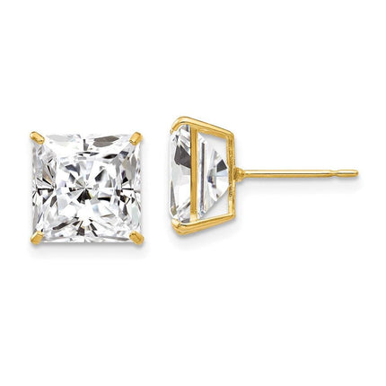14k 9mm Square CZ Post Earrings ,