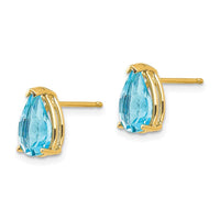 14k 9x6mm Pear Blue Topaz Earrings ,